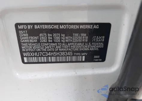 2017 BMW X1 Sdrive28I from USA, damaged, VIN WBXHU7C34H5H38345